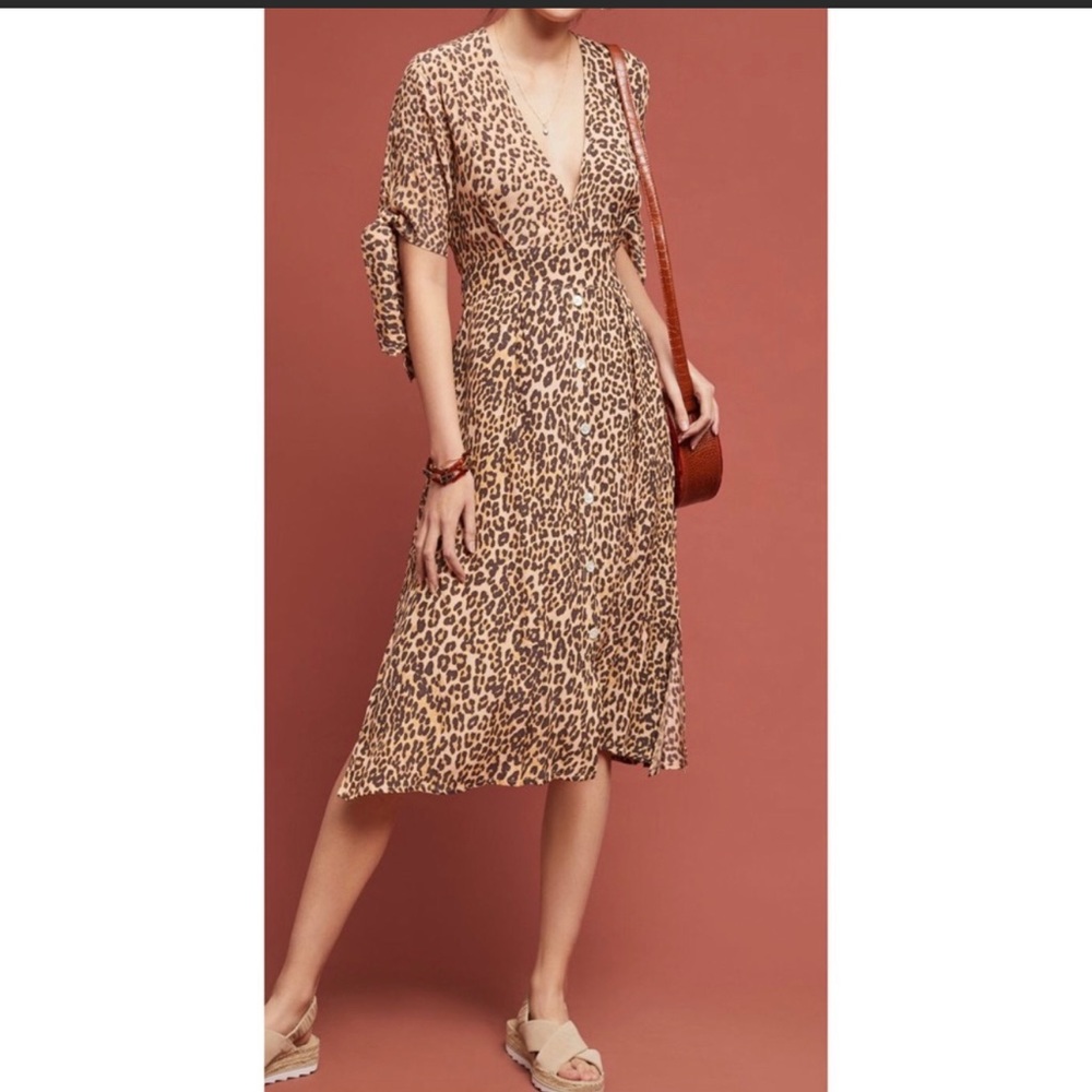 Rare Anthropologie Faithful the Brand Cheetah Billie Dress
